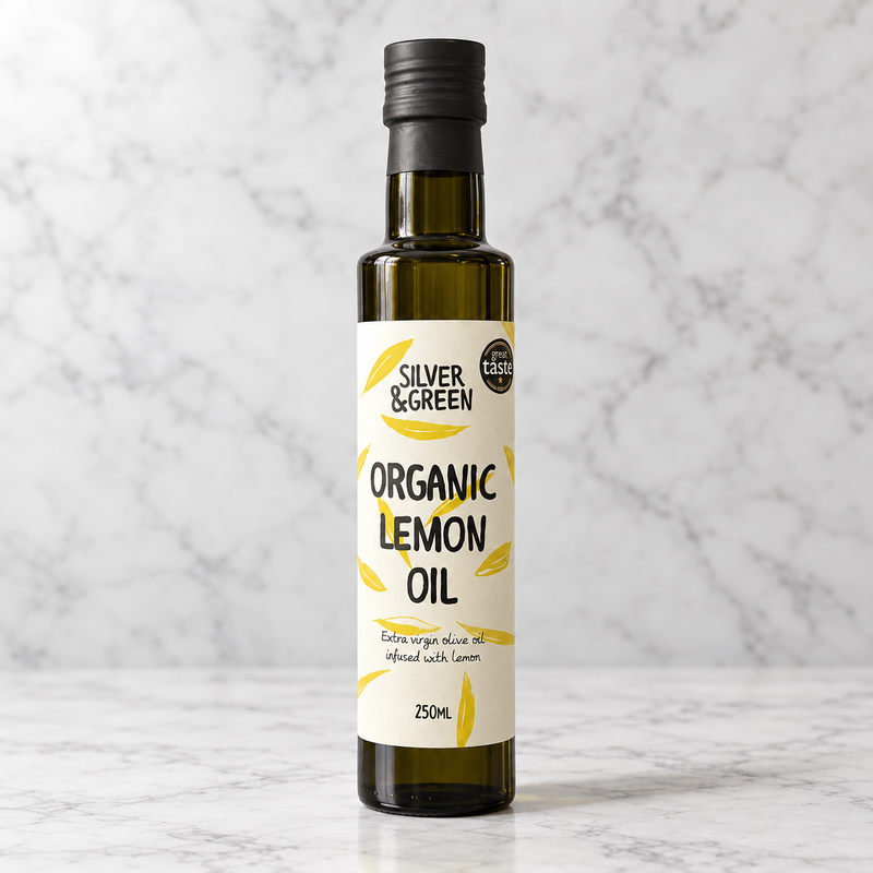 Silver & Green Organic Lemon Infused Extra Virgin Olive Oil – 250 mL